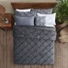 Full/Queen Size All Season Pleated Hypoallergenic Microfiber Reversible 3 Piece Comforter Set in Gray