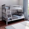 Twin over Full size Solid Wood Bunk Bed in Grey Finish