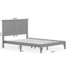 Queen Traditional Solid Oak Wooden Platform Bed Frame with Headboard in Grey