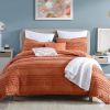 Full/Queen 5-Piece 100-Percent Cotton Clip Dot Comforter Set in Brick Orange