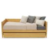 Twin Solid Wood Daybed with Roll Out Trundle Bed Frame in Light Yellow Brown