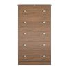 Modern 5-Drawer Bedroom Chest of Drawers in Rustic Walnut Wood Finish