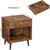 FarmHouse Retro Brown 1 Storage Drawer Nightstand