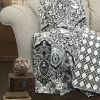 King size 3-Piece Cotton Quilt Set in Black White Paisley Damask