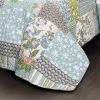 King Size Boho Floral Blue Cotton Lightweight Quilt Set