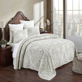 King Size 100-Percent Cotton Chenille 3-Piece Coverlet Bedspread Set in Ivory