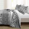 King Animal Print Zebra Leopard Black White Lightweight Reversible Quilt Set