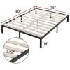 King Heavy Duty Metal Platform Bed Frame with Wood Slats 3,500 lbs Weight Limit