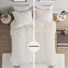 King/CAL King Reversible Soft Sherpa Faux Fur 3-Piece Comforter Set in Ivory