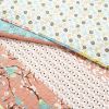 King size Blue Yellow Pink Ivory Boho Floral Reversible Lightweight Quilt Set