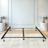 King size Heavy Duty 7-Leg Metal Bed Frame with Locking Rug Roller Casters Wheels