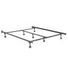 King size Heavy Duty 7-Leg Metal Bed Frame with Locking Rug Roller Casters Wheels