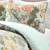 King size 3 Piece FarmHouse Teal Floral Cotton Reversible Quilt Set