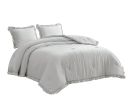 Queen Oversized Grey Ruffled Edge Microfiber Comforter Set