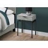 24in Modern End Table 1 Drawer Nightstand Grey with Black Metal Legs