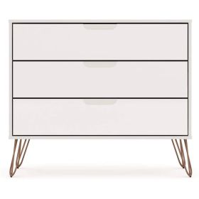 Modern Scandinavian Style Bedroom 3-Drawer Dresser in Off-White Finish