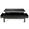 Modern Black Wooden Lift Top Coffee Table with 2 Side Drawers