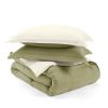 Full/Queen 3-Piece Microfiber Reversible Comforter Set in Sage Green/Cream