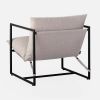 Modern Beige Grey Tan Oatmeal Upholstered Accent Chair with Metal Frame