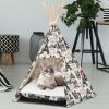 100% Cotton Foldable Teepee Tent Cat Dog Bed House Paris Theme