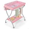 Pink Folding  Wide Nursery Baby Diaper Changing Table