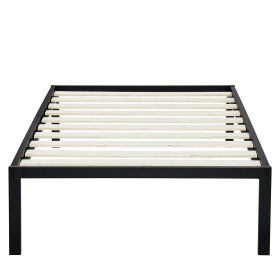 Twin Size Heavy Duty Metal Platform Bed Frame with Wooden Slats