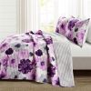 Full/Queen Purple Grey Flowers Lightweight Polyester Microfiber Quilt Set