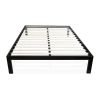 Queen size Modern Black Metal Platform Bed Frame with Wood Slats