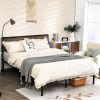 Rustic FarmHome Metal Wood Platform Bed Frame in Queen Size