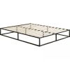 Queen size 10-inch Low Profile Modern Metal Wood Slat Platform Bed Frame