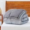 Queen Size All Seasons Plush Light/Dark Grey Reversible Polyester Down Alternative Comforter