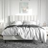 Queen size White Velvet Upholstered Platform Bed Frame with Headboard