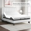 Queen size White Velvet Upholstered Platform Bed Frame with Headboard