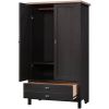 FarmHouse Black Oak Drawer and Garment Rod Wardrobe Armoire