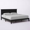 King Traditional Solid Oak Wooden Platform Bed Frame with Headboard in Black