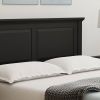 King Traditional Solid Oak Wooden Platform Bed Frame with Headboard in Black