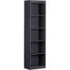 Narrow 5-Shelf Bookcase Slim Storage Shelving Unit Dark Blue Black Wood Finish