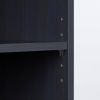 Narrow 5-Shelf Bookcase Slim Storage Shelving Unit Dark Blue Black Wood Finish