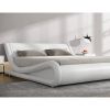 Queen Modern White Faux Leather Upholstered Platform Bed Frame with Headboard