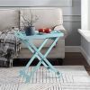 Folding TV Tray Bedside Table in Light Blue Teal Turquoise Seafoam Wood Finish