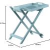 Folding TV Tray Bedside Table in Light Blue Teal Turquoise Seafoam Wood Finish