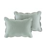 Full/Queen size 3-Piece Reversible Scalloped Edges Microfiber Quilt Set in Seafoam