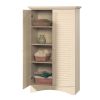 Louver 2-Door Storage Cabinet Bed Bath Armoire Wardrobe in Antique White