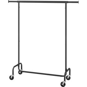 Matte Black Heavy Duty Metal Garment Rack Clothes Hanging Bar on Wheels