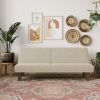 Tan Modern Upholstered Microfiber Adjustable Futon Sleeper Sofa