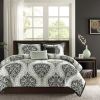 Twin / Twin XL 4-Piece Black White Damask Print Comforter Set