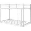 Twin over Twin Low Profile Modern Bunk Bed Frame in White Metal Finish