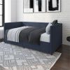 Navy Blue Linen Upholstered Daybed with Pull-Out Storage Drawers