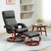 Adjustable Black Faux Leather Electric Remote Massage Recliner Chair w/ Ottoman