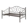 Twin Scrolling Metal Day Bed Frame in Contemporary Brushed Bronze Dark Pewter